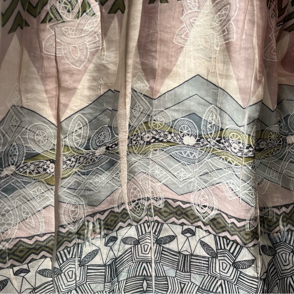 Anthropologie Lapis Pale Pink Blue & Gray Strapless Print Sundress or Skirt OS - Picture 5 of 11
